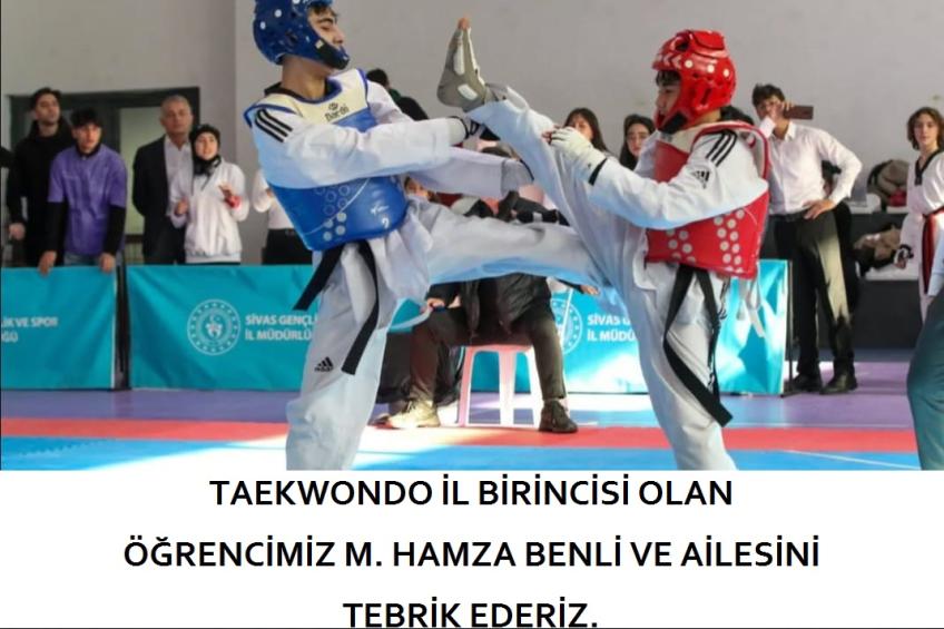 TAEKWONDO İL BİRİNİCİSİ ÖĞRENCİMİZ M. HAMZA BENLİ VE AİLESİ TEBRİK EDERİZ.