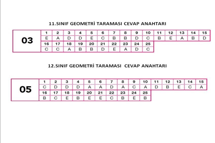 Geometri Taraması Cevap Anahtarı