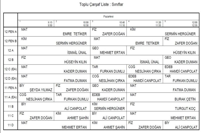 15.02.2025 Cumartesi Ders Programı