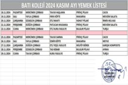 KASIM AYI YEMEK LİSTESİ